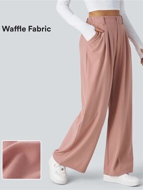 HALARA Dusty Rose Wide-Leg Pleated Pants
